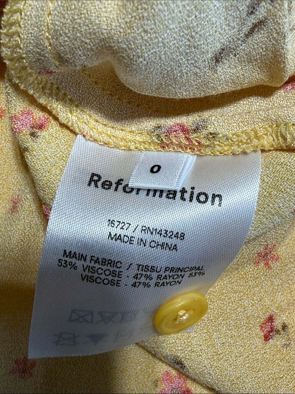 Reformation Rockwell Dress Yellow Size 0 - Picture 8 of 8